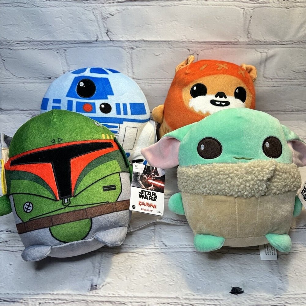 Star Wars Cuutopia Plush Pillow Squishmallow 4 Pc Set Disney Mattel NWT